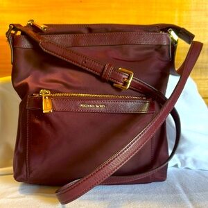 Michael Kors Burgundy Nylon Crossbody Bag Purse
